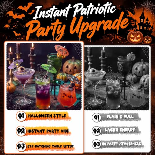 Halloween Cocktail Umbrellas Set - 100 Pcs Bat & Witch Design, 4 Inch Party Picks