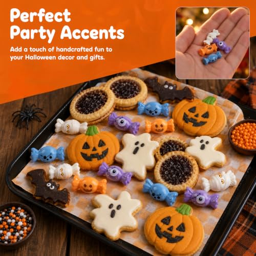 Halloween Resin Candy Figurines Set of 24 - Spooky Party Decor & Tabletop Decorations