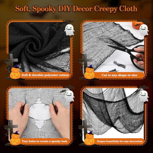 Halloween Creepy Cloth Set - Black & White 6 Pack 30x75 Inch Decorations