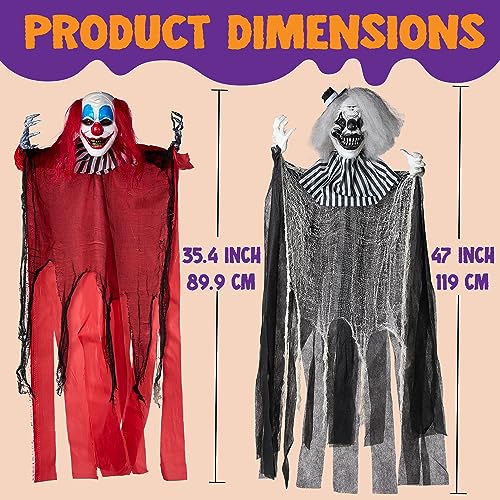 Halloween Hanging Clown Decorations - Spooky Outdoor Party Props, Set of 3