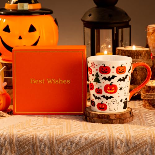 Halloween Mug 11 Oz Ceramic Pumpkin Ghost Coffee Cup with Gift Box - Fall Decor