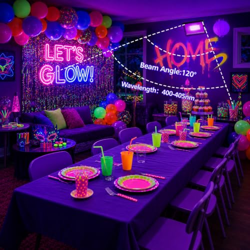 60W LED Black Light Flood Light - Waterproof UV Party Lighting, 2 Pack