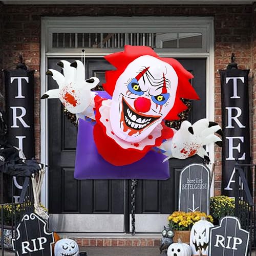 Halloween Inflatable Clown Decoration with Rotating Head - 4.1FT Lulu Home, Waterproof Outdoor Indoor Display