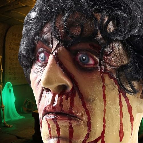 Halloween Severed Zombie Head Decorations - Bloody Latex Hanging Prop - Variation A