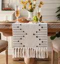 Black Beige Cotton Linen Table Runner 13 x 90 Inch Rustic Boho Home Decor - Variation of THIS listing
