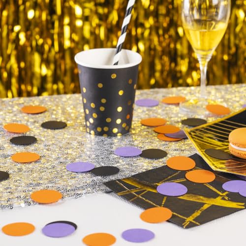 Confetti Table Decoration Set - Purple, Black, Orange, 200pcs, 1.2"