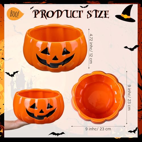 Halloween Pumpkin Candy Bowl Trick or Treat Basket - Large Ceramic Pumpkin Design - Variation: Pumpkin