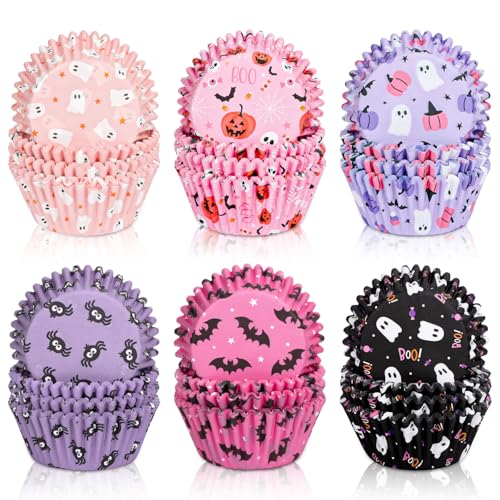 Halloween Cupcake Liners Set - 300 Pack Spooky Pumpkin Ghost Bat Party Decor