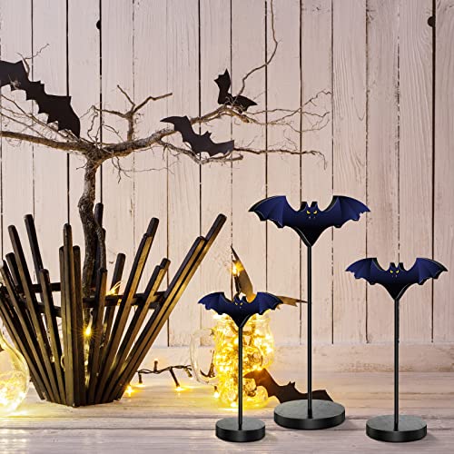 Halloween Bat Table Decorations Set - Wooden Bat Centerpieces with Stand - Rustic Home & Party Decor - Variation: Bat