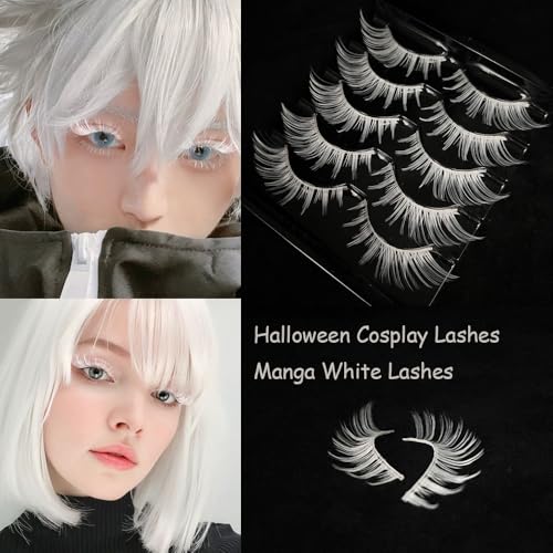 15MM White Fairy Eyelashes False Lashes for Cosplay & Natural Look - 5 Pairs