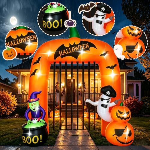 12FT Halloween Inflatable Archway Decoration for Outdoor Party, Lights & Stakes