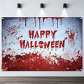 Halloween Bloody Blood Dripping Wall Backdrop - Red, White, 5x3ft Horror Decorations