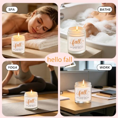 Fall Lavender Scented Candle - Autumn Home Decor Gift, 7oz, 30+ Hours Burn Time - Variation: Fall