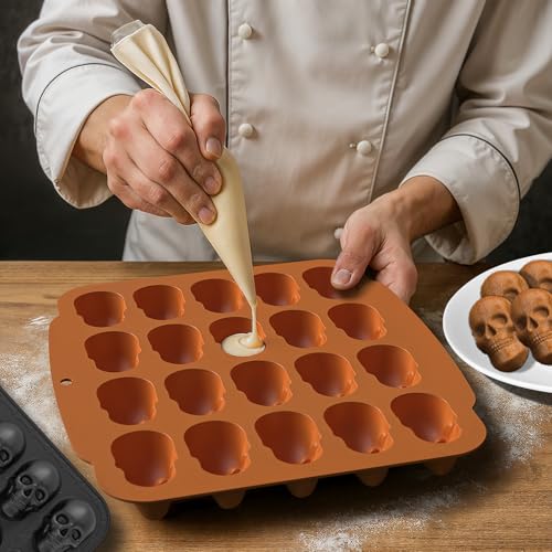 Silicone Skull Mold 20-Cavity Halloween Chocolate Candy Jelly Cake Decor Ice Soap