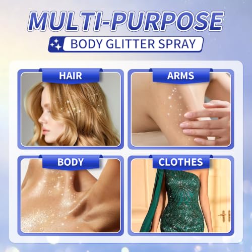 Glow Silver Body Glitter Spray - Temporary Sparkle for Hair & Skin 2.11 Fl Oz - Variation of THIS listing