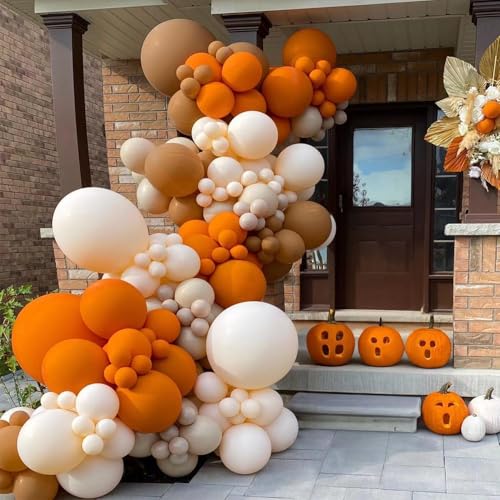 Fall Balloon Arch Kit with Burnt Orange & Cream Peach Balloons for Weddings & Events