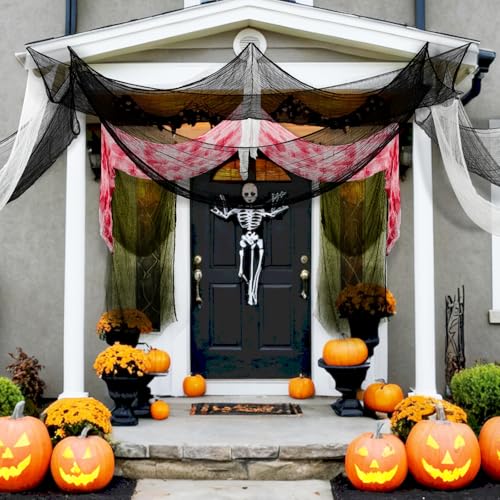 Halloween Creepy Cloth Fabric Decorations - 8 Pack 30x72 Inch Spooky Gauze for Indoor Outdoor Party