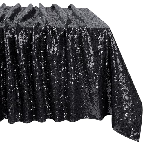 Black Sequin Rectangular Tablecloth 60x102 Inches Glitter Wedding Party Decor - MoKoHouse