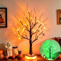 Green & Orange Halloween Spooky Tree Lighted Decor with 3D Spider Base