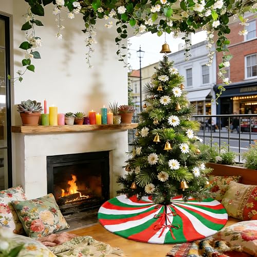 X-Large Green Peppermint Tree Skirt 48 Inch Lollipop Holiday Christmas Decor
