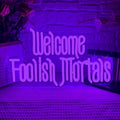 Purple Welcome Foolish Mortals Neon Sign - Haunted Mansion Dimmable LED Wall Decor