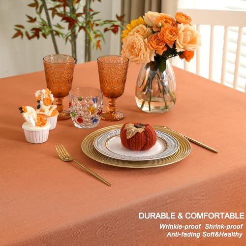 Midsummer Breeze Orange Fall Tablecloth 55x120 Inches Rectangular with Fringed Edges