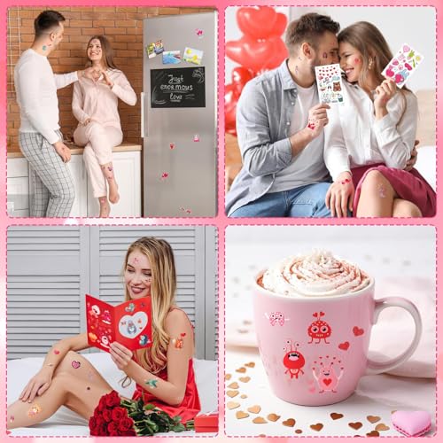 Valentine's Day Temporary Tattoos Set - Holiday Style, 20 Sheets Kids & Adults