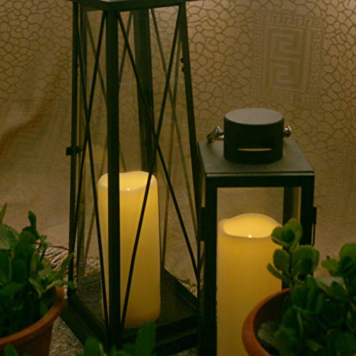 Waterproof Flameless LED Pillar Candles with Timer - 3 x 8 Inches, Dark Ivory - 2 Pack