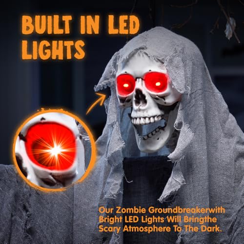 67-Inch Hanging Grim Reaper Halloween Decoration with Lighted LED Eyes