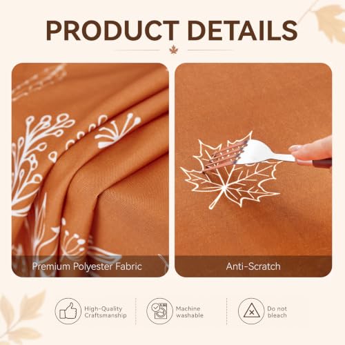 Softalker Fall Round Tablecloth 70 Inch with Leaf Orange Design - Thanksgiving Home Decor