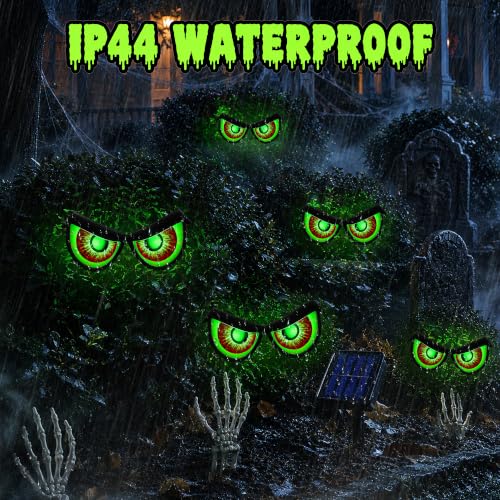 Green Halloween Eye Lights - Solar Spooky Eye Decorations, 5 Pack