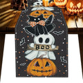 Halloween Table Runner 13x108 Inches Spooky Pumpkin Web Decor for Kitchen & Dining - Black