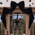 Large Black Velvet Halloween Bow for Doors & Decor - Gothic Style, 47x16 Inches (Variation: Black / Christmas Style)