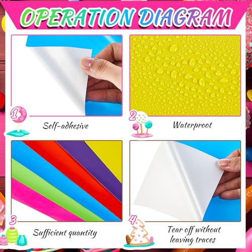 Candy Theme PVC Floor Stickers Pathway - 30 Pieces, 19.7 x 13.8 Inch, Land Party Decor