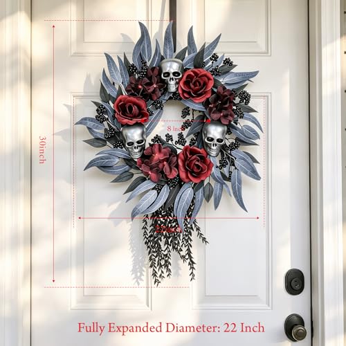 22-Inch Gothic Halloween Wreath for Front Door Indoor Outdoor Decor