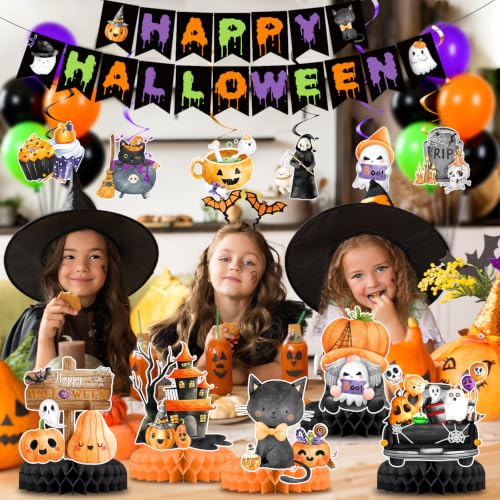 Black Halloween Decorations Outdoor Indoor Party Supplies Boo Banner Balloons