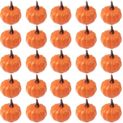 Artificial Mini Pumpkins for Fall Decor - 20 Pack, Realistic Halloween & Thanksgiving Table Centerpieces
