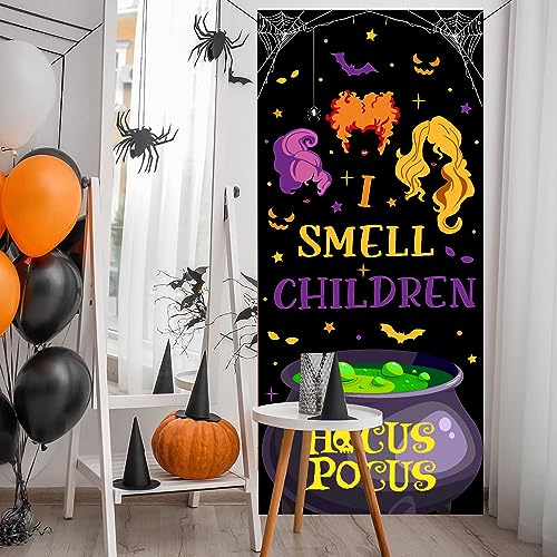 Hocus Pocus Halloween Door Cover Decorations - Spooky Witch Theme for Party & Front Door