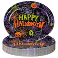 Halloween Party Plates 50 Pack - 10x12 Inch Oval Disposable Dinnerware