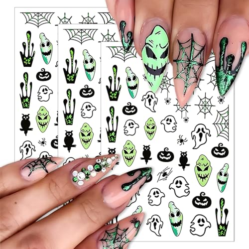 Halloween Nail Stickers Spider Web Ghost Nails - 3D Self-Adhesive Design, Variation Hallowen Style 14