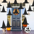 48 Pcs Halloween Witch Hats Set - Black Hanging Decorations with Nylon Cord