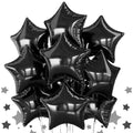 Black Star Balloons - Metallic Foil Balloons for Graduation, Halloween, Party Decorations - Metal Black Variation
