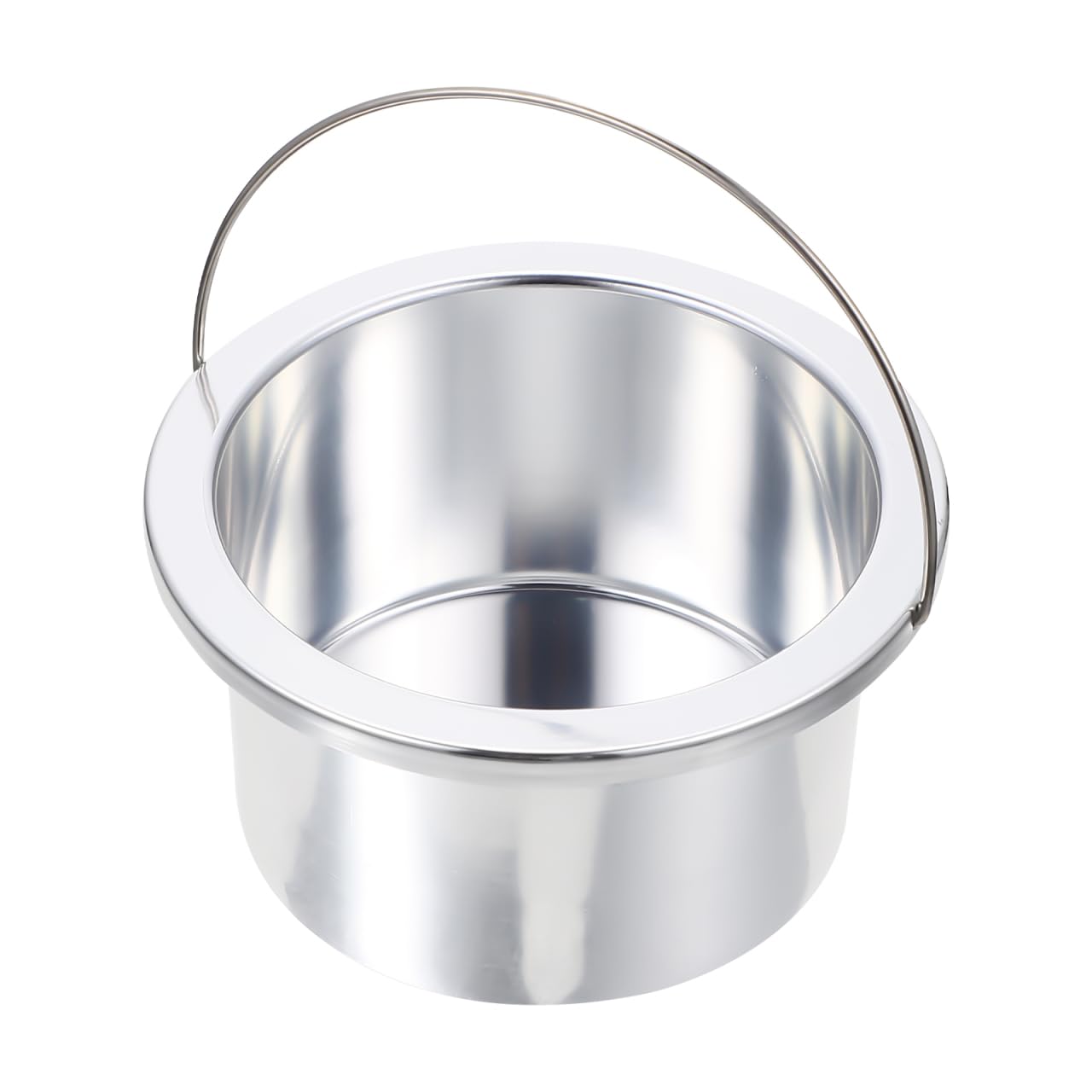 WOONEKY Wax Heater Inner Pot 4.92 Inch Aluminum Non-Stick Wax Melting Bowl Silver Warmer Accessory with Ergonomic Handle for Hair Removal and Salon Use
