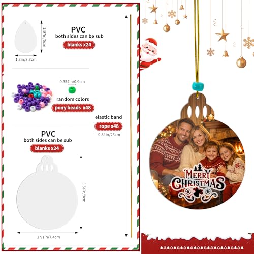 Sublimation Blanks for Christmas & Holiday Decorations - 48 Pcs PVC Ornaments
