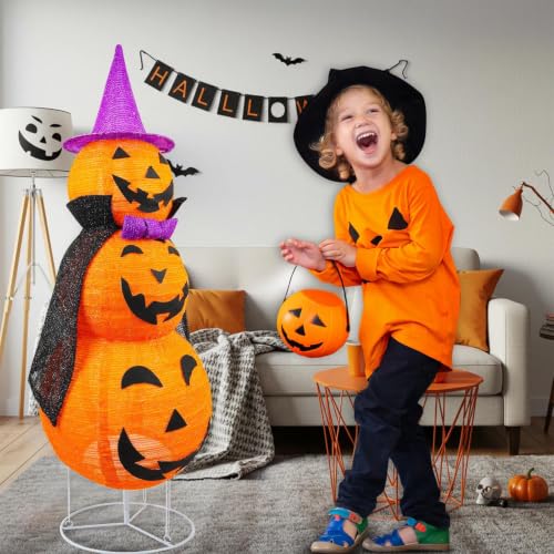 Halloween Collapsible Lighted Pumpkin Lantern with Cloak - 3.9FT Outdoor Decor