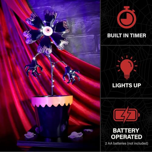 2-Ft. LED Flower Halloween Decoration - Warm White Lighted Pot Accent