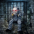 Outdoor Caged Skeleton Prisoner Halloween Decoration with Red LED Eyes & Sound