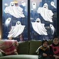 Halloween Ghost Window Clings Set - 2 Large Reusable PVC Vinyl Stickers for Glass & Mirrors