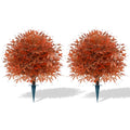 Fall Cedar Topiary Trees - Artificial Autumn Decor with Spike - 2 Pack