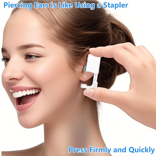 YINPAD 2 psc Ear Piercing Kit, Disposable ear piercing gun tool, pre-installed with gold 3mm pea earrings, at Home Self Piercing Kit (Little golden ball)